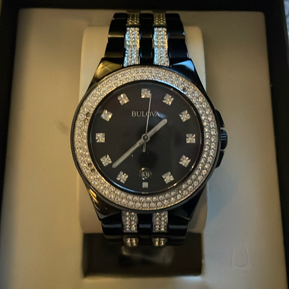 Bulova Date Diamond and Crystal Men’s Dress Watch